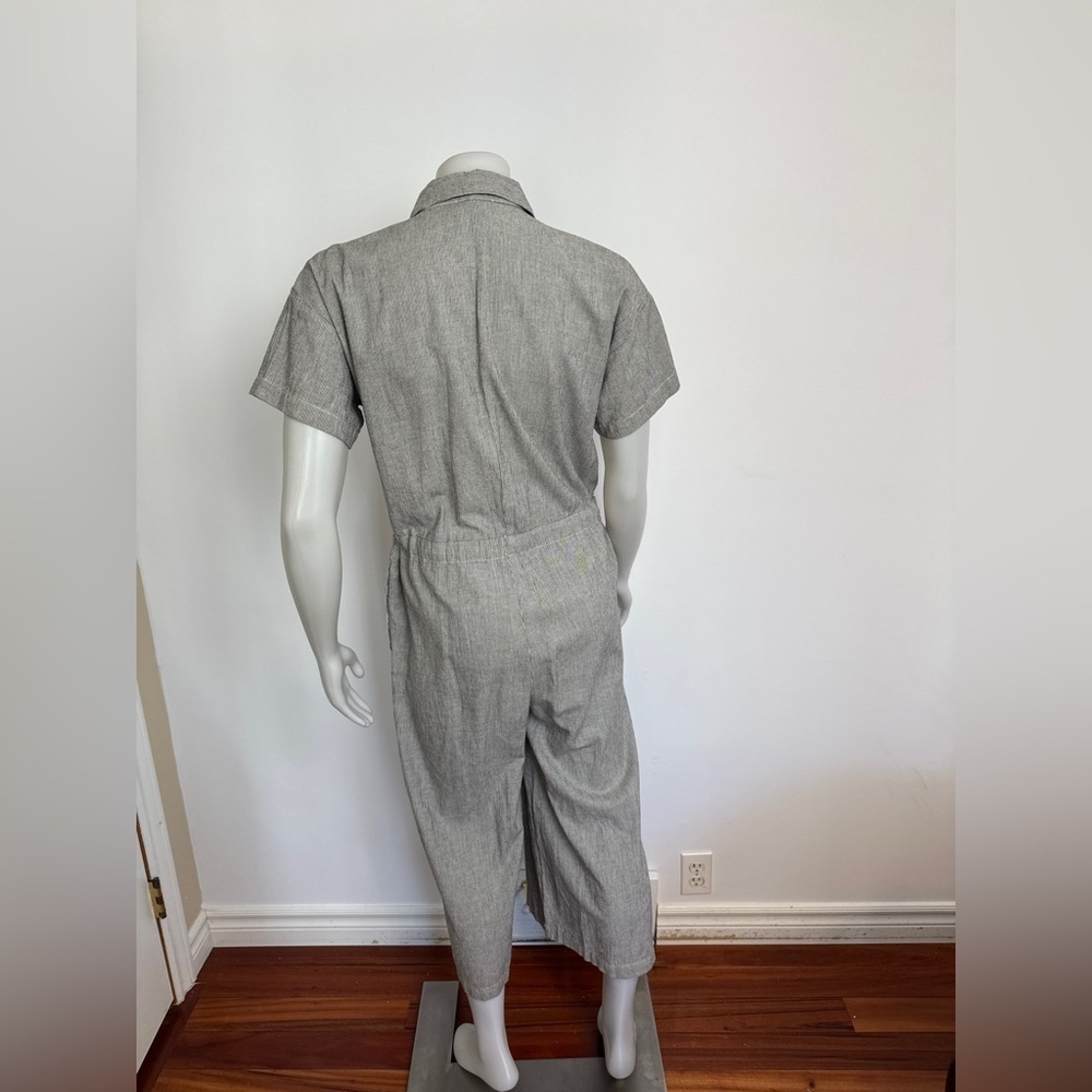 EILEEN FISHER - ORGANIC COTTON LINEN Ticking Stripe Jumpsuit. Boxy fit. XS - Picture 9 of 14